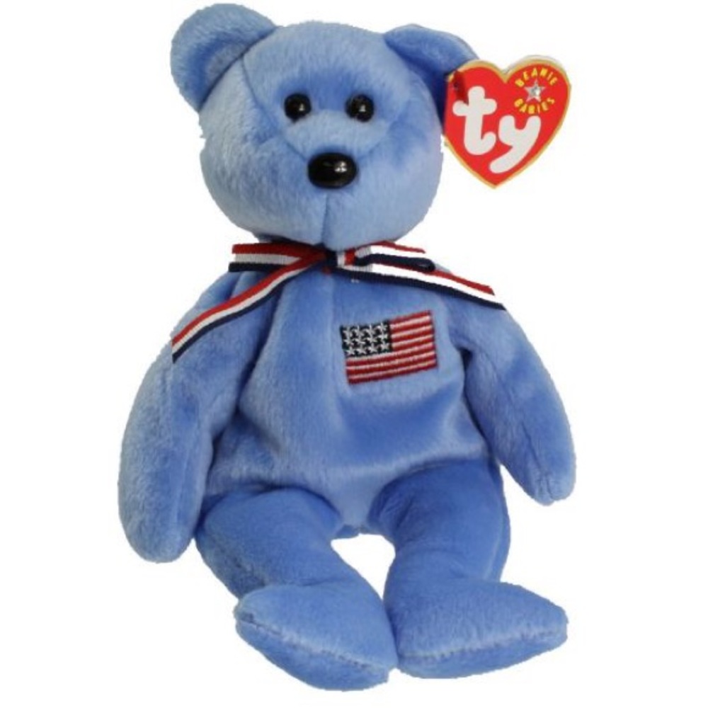 Blue American TY Beanie Baby Bear